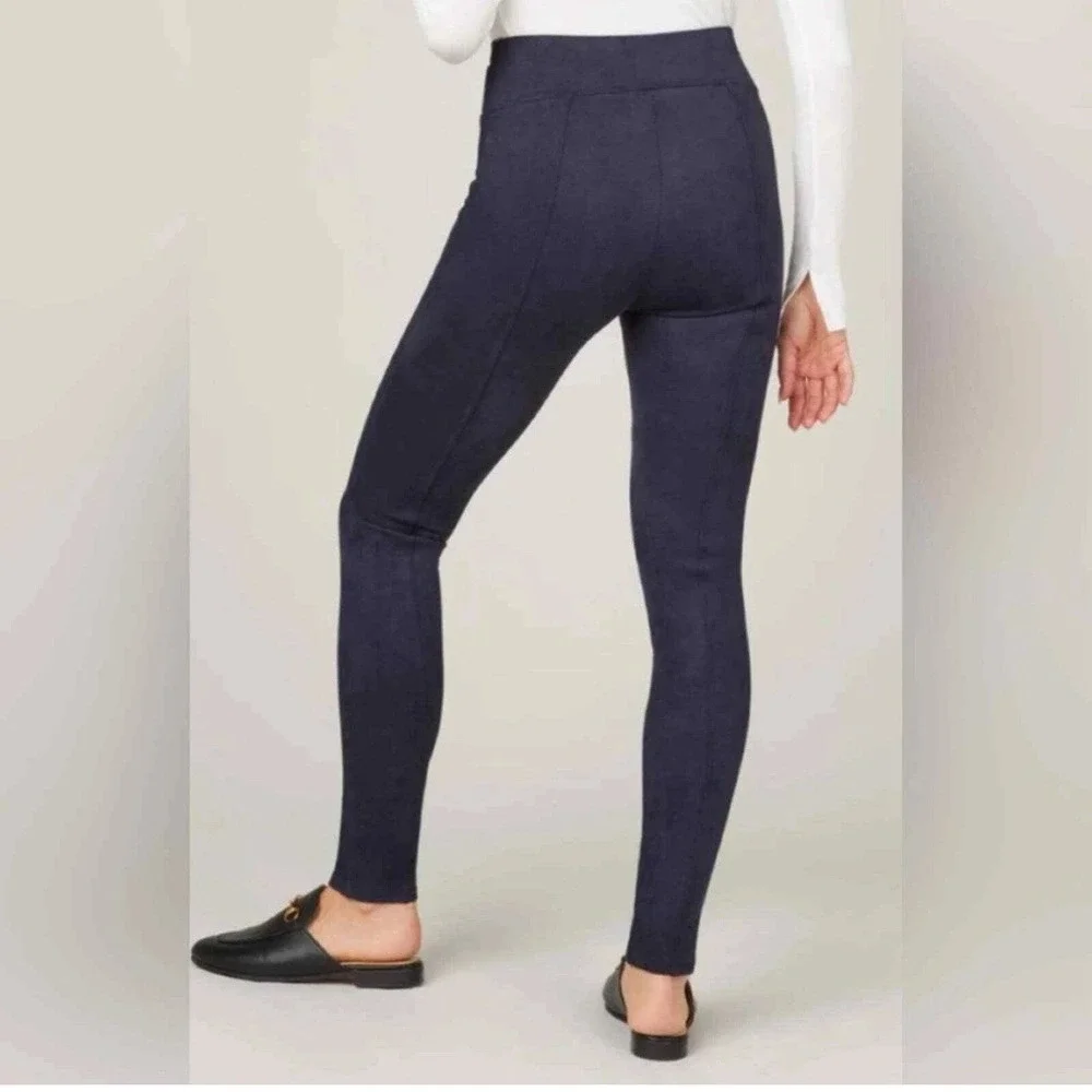SPANX Womens Faux‎ Suede Classic Navy Shaping Leggings Size Small 20322R NEW